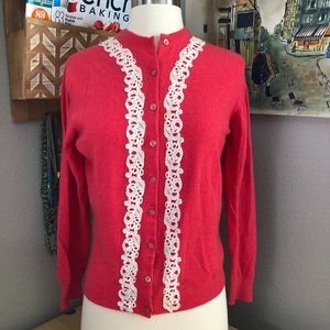 Pringle Scotland 100% Cashmere Whimsical Lace Cardigan